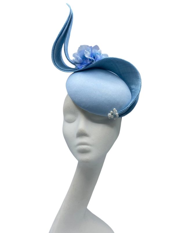 Ice blue structured headpiece.